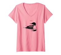 Women's Loon Bird Lover T-Shirt V-Neck T-Shirt