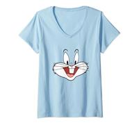 Womens Looney Tunes Bugs Bunny Face V-Neck T-Shirt