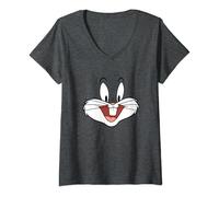 Womens Looney Tunes Bugs Bunny Face V-Neck T-Shirt