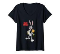 Women's Looney Tunes Bugs Bunny Retro Large Pose V-Neck T-Shirt