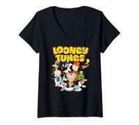 Women's Looney Tunes Group Under Logo V-Neck T-Shirt