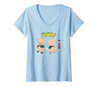 Women's Looney Tunes Porky Pig Retro Color Code V-Neck T-Shirt