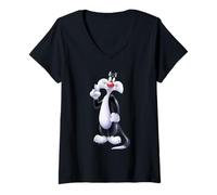 Womens Looney Tunes Sylvester Airbrushed V-Neck T-Shirt