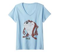 Women's Looney Tunes Taz Retro Large Pose V-Neck T-Shirt