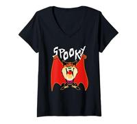 Womens Looney Tunes Taz Spooky Halloween V-Neck T-Shirt