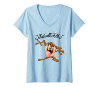 Women's Looney Tunes That's All Folks Taz Light V-Neck T-Shirt