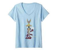Women's Looney Tunes Wile E. Coyote Retro Large Pose V-Neck T-Shirt