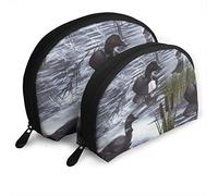 Womens Loons Duck Animal Travel Cosmetic Bags Waterproof 2PC Makeup Clutch Pouch Cosmetic and Toiletries Organizer Bag Portable Travel Toiletry Pouch Girls
