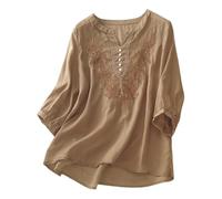 Womens Loose Boho Gauze Shirt Blouses Bohemian Plus Size Floral Graphic Embroidered Tops 2025 Indian Ruffle Front Tunic for Older Women Western Lace Bohemian Style Party Women's Club Coffee