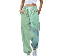 Women's Loose Breathable Color Blocking Gradient Pants Ladies Summer Beach Palazzo Bohemian Trousers Fashion Seasonal Casual Pants Side Pockets Leg Opening High Waist Sporty Gym Athletic Fit Jogger