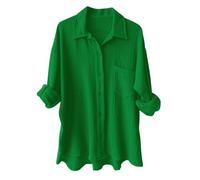 Womens Loose Buttons Down Pocket Blouse Tops Solid Casual Long Sleeve Shirt Blouse Merry and Bright Shirt Women (Green, S)