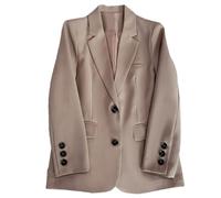 Women's Loose Fit Blazer Straight Cut Korean Style Casual Suit Jacket Khaki