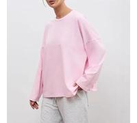 Women's Loose Fit Long Sleeve Top Solid Colour Basic Tee Relaxed Fit Holiday Shirt Casual Polyester Blouse for Everyday Home Wear Clubbing Night Out Spring Autumn(L Pink)