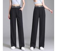 Women's Loose Fit Office Pants High Waist Straight Casual Trousers Suitable for Daily Wear, Shopping, and Social Occasions (XXL Black)