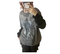 Women's Loose Fitting Long Sleeved T-Shirt Fake Piece Hip-hop Sports Casual Bottom Grey
