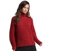 Women's loose-fitting turtleneck sweater with stitching Superdry Rouge M