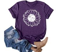 Women's Loose Graphic Print Tee Short Sleeve Crew Neck Tshirt Top for Women Summer Day Women Oversized Graphic Print Tee Vintage Short Sleeve Round Neck Loose Casual T-Shirts JANUK0529SALE4159 Purple