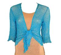 Womens Loose Knitted Bolero Shrug ¾ Sleeve Tie Up Open Front Shrug Top Street Fashion Sweaters Ladies Winter Fashion Party Wear Crochet Cardigan (Dark Turquoise UK 14)