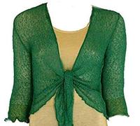 Womens Loose Knitted Bolero Shrug ¾ Sleeve Tie Up Open Front Shrug Top Street Fashion Sweaters Ladies Winter Fashion Party Wear Crochet Cardigan (Ocean Green UK 14)