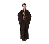 Women's Loose Monk Robe Summer Comfortable Costume Mens Traditional Buddhist Prayer Clothing(Coffee,M)