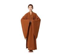 Women's Loose Monk Robe Summer Comfortable Costume Mens Traditional Buddhist Prayer Clothing(Ginger Yellow,3XL)