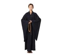 Women's Loose Monk Robe Summer Comfortable Costume Mens Traditional Buddhist Prayer Clothing(Navy Blue,M)