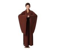 Women's Loose Monk Robe Summer Comfortable Costume Mens Traditional Buddhist Prayer Clothing(Wine red,3XL)