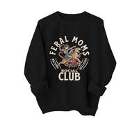 Womens Loose Sweatshirts Oversized Casual Pullover Feral Moms Social Club Sweatshirt Feral Moms Social Club Shirt Feral Mom Gi Ft Somebody's Feral Wife Sweatshirt Fitness Hoodie Women (Black, XL)