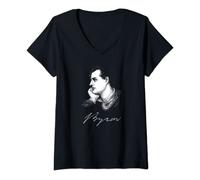Womens Lord Byron, English poet, Portrait V-Neck T-Shirt