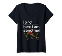 Womens Lord Here I Am Send Me Isaiah 6:8 V-Neck T-Shirt