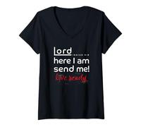 Womens Lord here I am Send Me Isaiah 6:8 V-Neck T-Shirt