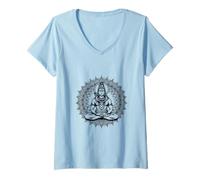 Womens Lord Shiva Hindu God Mahadeva Trident Hinduism Devo V-Neck T-Shirt