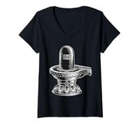 Womens Lord Shiva Lingam Maha Shivaratri Adiyogi Devotees V-Neck T-Shirt