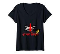 Womens Lord Shiva Om Namah Shivaay Har Har Mahadev Indian culture V-Neck T-Shirt