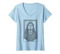 Womens Lord Shiva Traditional Indian Mehendi & Mandala Art Style V-Neck T-Shirt