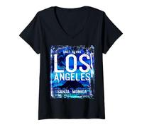 Women's Los Angeles California LA Santa Monica V-Neck T-Shirt