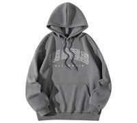 Women's Los Angeles California Letter Print Graphic Aesthetic Country Hoodies Personalized with Pocket Backwoods Preppy Hooded Clothes for Teens Loose Fitting Drawstring Solid Y2K Dark Gray