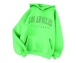 Women's Los Angeles California Letter Print Graphic Hoodies Anime Winter Fall Pullover Hoodies College Trendy Fleece Lined Casual Hooded Sporty Sweaters Ladies with Hood Vintage Y2K