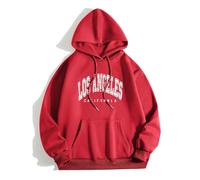 Womens Los Angeles California Western Hoodies Preppy with Pocket with Hood Clothes Vintage Y2K Letter Print Drawstring Sweaters Plain Pullover College Country Aesthetic Comfort Anime Wine