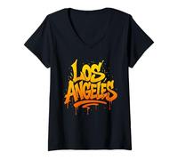 Womens Los Angeles Graffiti Street Art City Design V-Neck T-Shirt