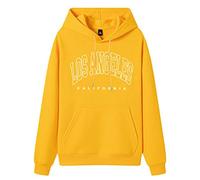 Women's Los Angeles Letter Print Hoodies Pullover College Los Angeles California with Hood Clothes Cartoon Graphic Y2K with Pocket Drawstring Loose Fitting Pullover Hoodies Essential Yellow