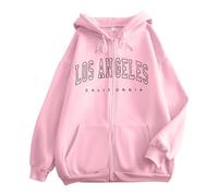 Women's Los Angeles Print Preppy Plain Hoodies Vintage Los Angeles California College Personalized with Hood Sweatshirts for Teens Girls Graphic Zip Up Zipper Drawstring Letter Goth Red