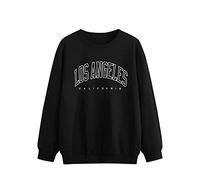 Women's Los Angeles Pullover Sweatshirts Letter Print Fall Los Angeles California Hoodies Preppy College Long Sleeve Clothes Crew Neck Loose Fitting Personalized Plain Tops Cool Thin Black