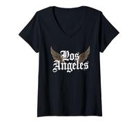 Womens Los Angeles Tshirt Men Women California Retro Vintage LA V-Neck T-Shirt