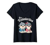 Womens Los Tralaleritos Italian Brainrot Meme Cute Shark Lover Kids V-Neck T-Shirt