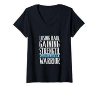 Womens Losing Hair - Gaining Strength V-Neck T-Shirt