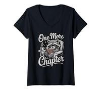 Womens Lost in a Good Book Raccoon Reading Book Lover Art V-Neck T-Shirt