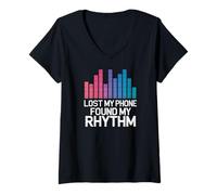 Womens LOST MY PHONE FOUND MY RHYTHM V-Neck T-Shirt