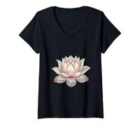 Women's Lotus Flower Boho Buddhist Yoga Meditation Design V-Neck T-Shirt