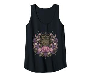 Womens Lotus Mandala Hummingbird Floral Botanical Meditation Tank Top